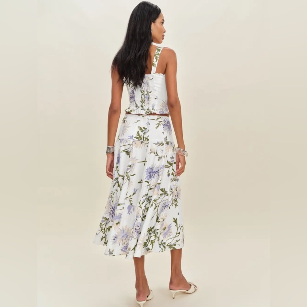 New Reformation Anatolia Linen Two Pieces Floral Size 6 Serenity - Picture 4 of 15